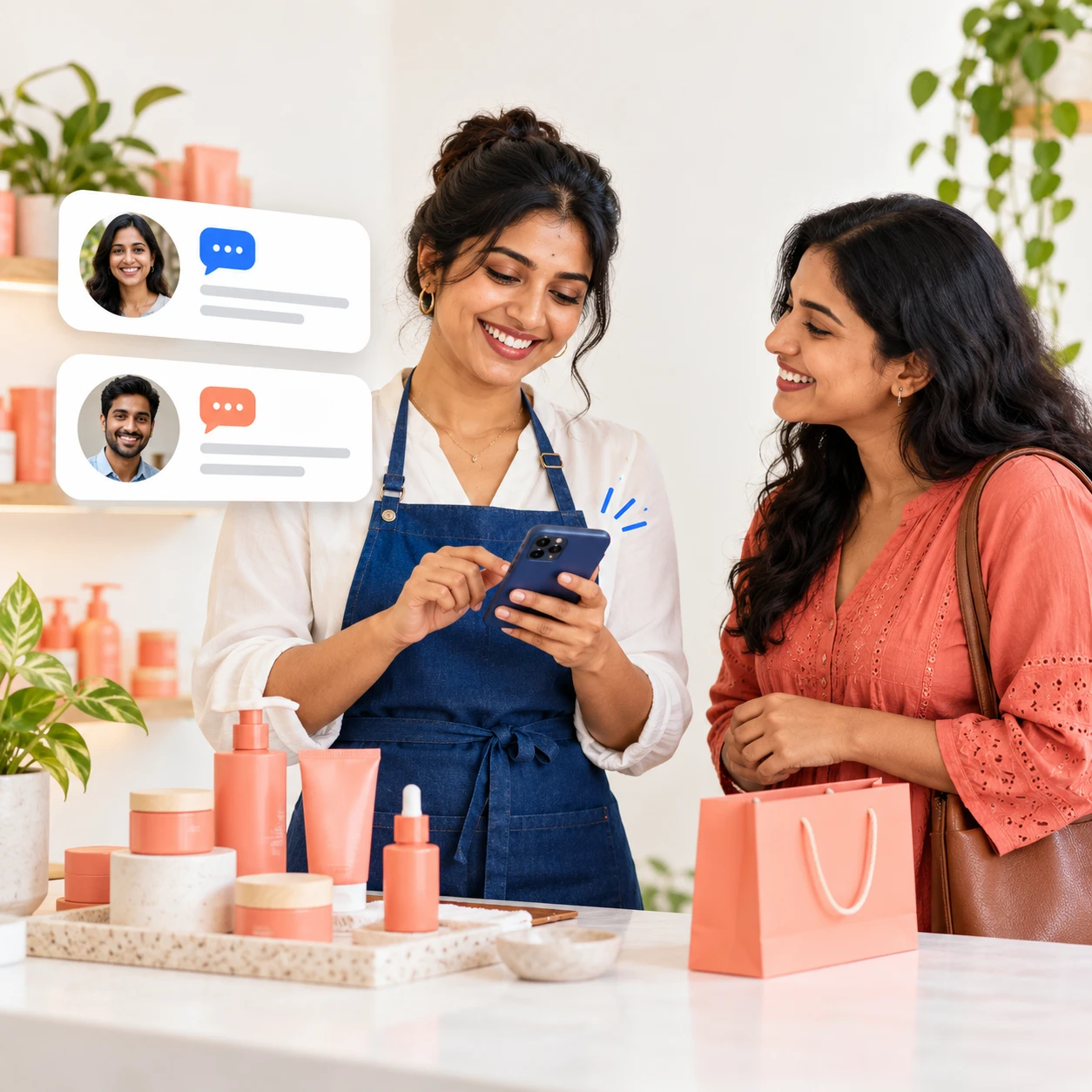 Customer messages and people enquiring about a business